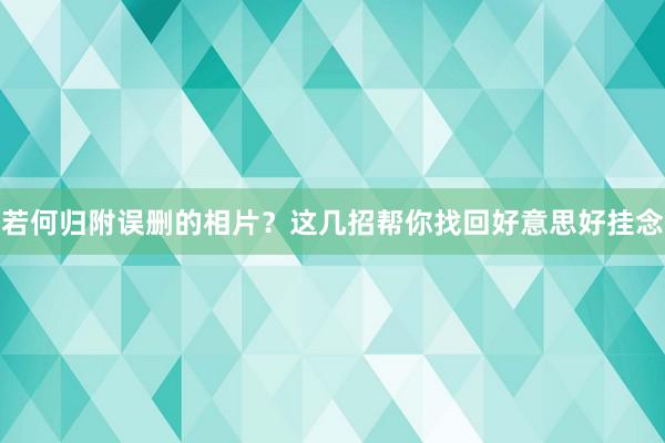 若何归附误删的相片？这几招帮你找回好意思好挂念